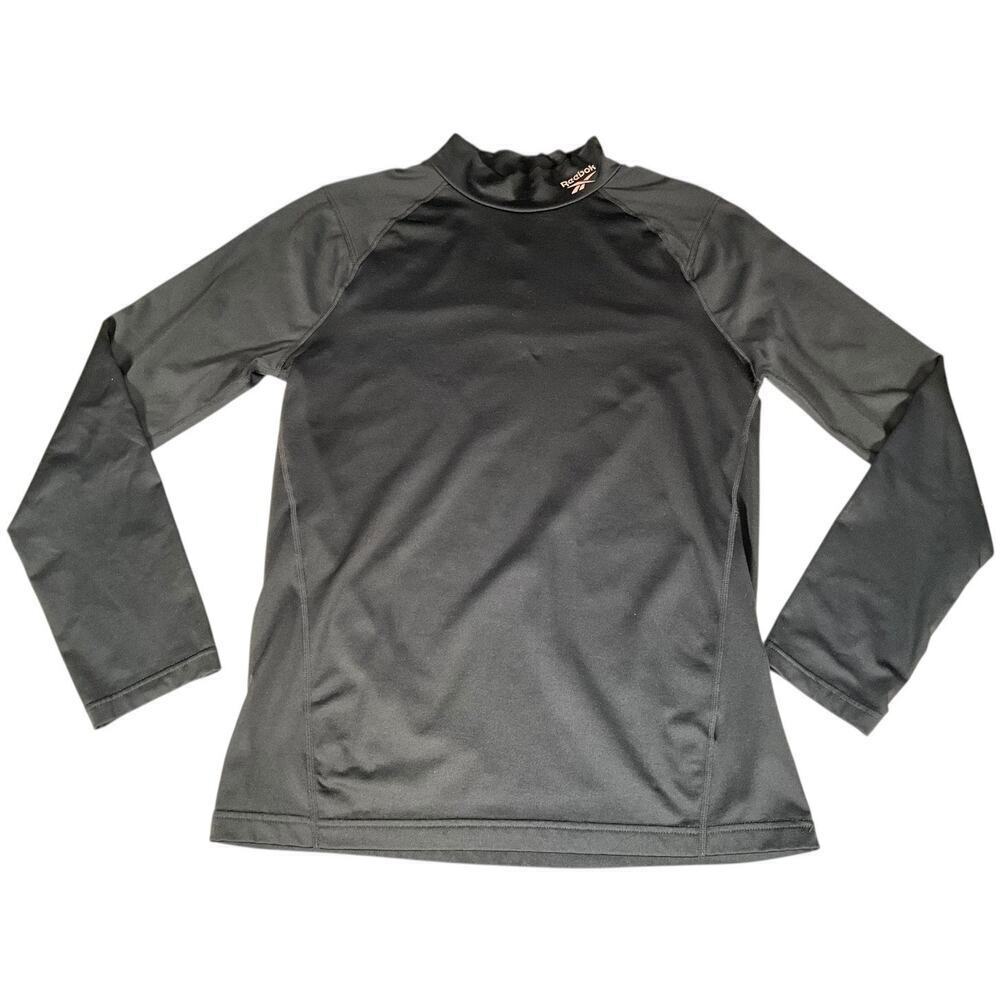 Reebok Long Sleeve Mens Athletic Base Layer Shirt Black Fleece Lining Sz Medium